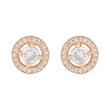 Stylish Latest Fashion Rose Gold Plated Cubic Zirconia Round Shape Stud Earrings For Womens And Girls