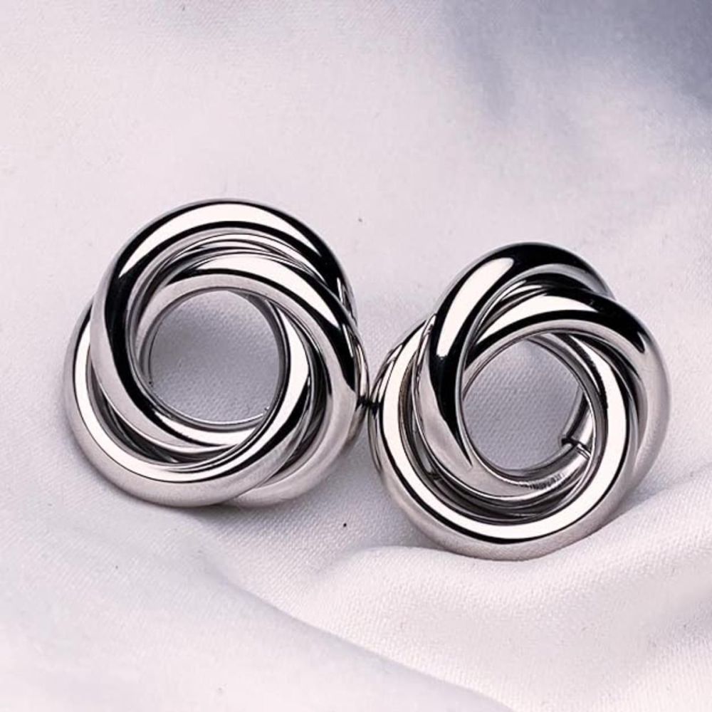 Latest Fashion Stylish Silver Plated Lightweight Chunky Studs Earrings For Womens