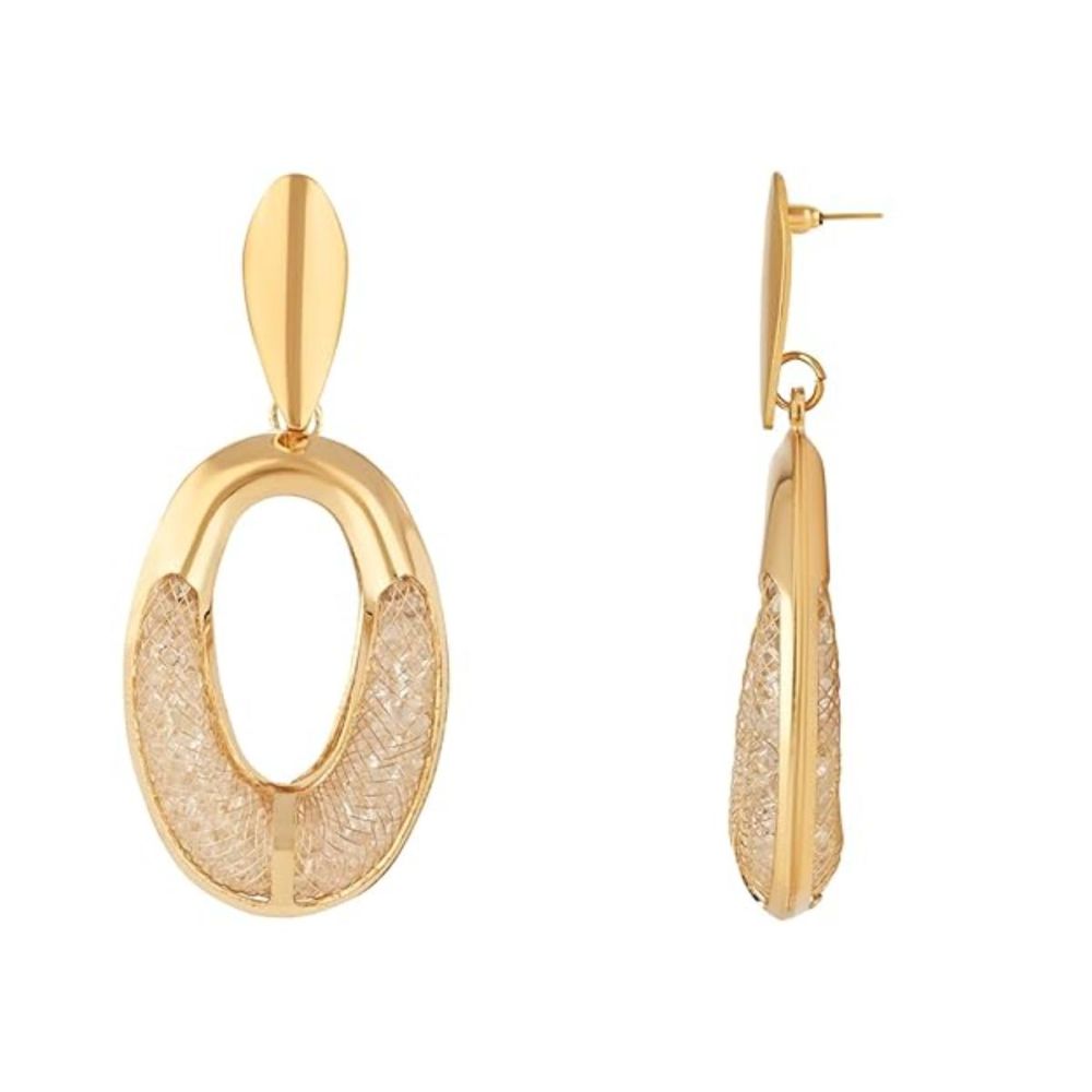 Latest Trendy Stylish Gold Plated Geometric Twist Chunky Stud Earrings For Womens