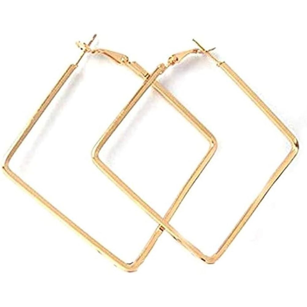 Gold Plated Square Shaped Earrings For Womens