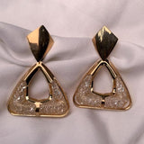 Latest Fashion Stylish Gold Plated Trendy Triangle Shape Chunky Dangle Earrings For Womens