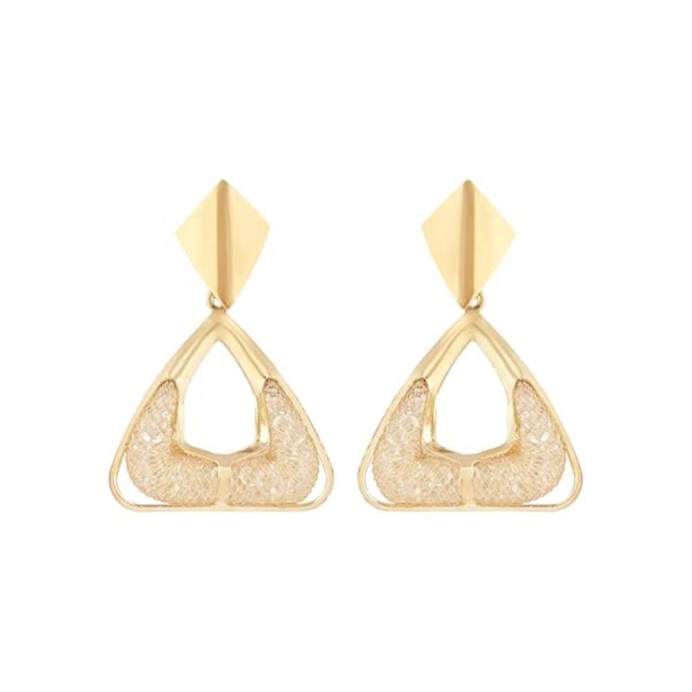 Latest Fashion Stylish Gold Plated Trendy Triangle Shape Chunky Dangle Earrings For Womens