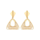 Latest Fashion Stylish Gold Plated Trendy Triangle Shape Chunky Dangle Earrings For Womens