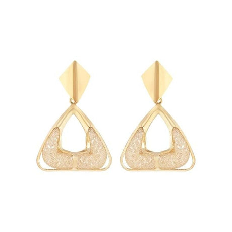 Latest Fashion Stylish Gold Plated Trendy Triangle Shape Chunky Dangle Earrings For Womens