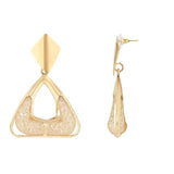 Latest Fashion Stylish Gold Plated Trendy Triangle Shape Chunky Dangle Earrings For Womens