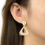 Latest Fashion Stylish Gold Plated Trendy Triangle Shape Chunky Dangle Earrings For Womens