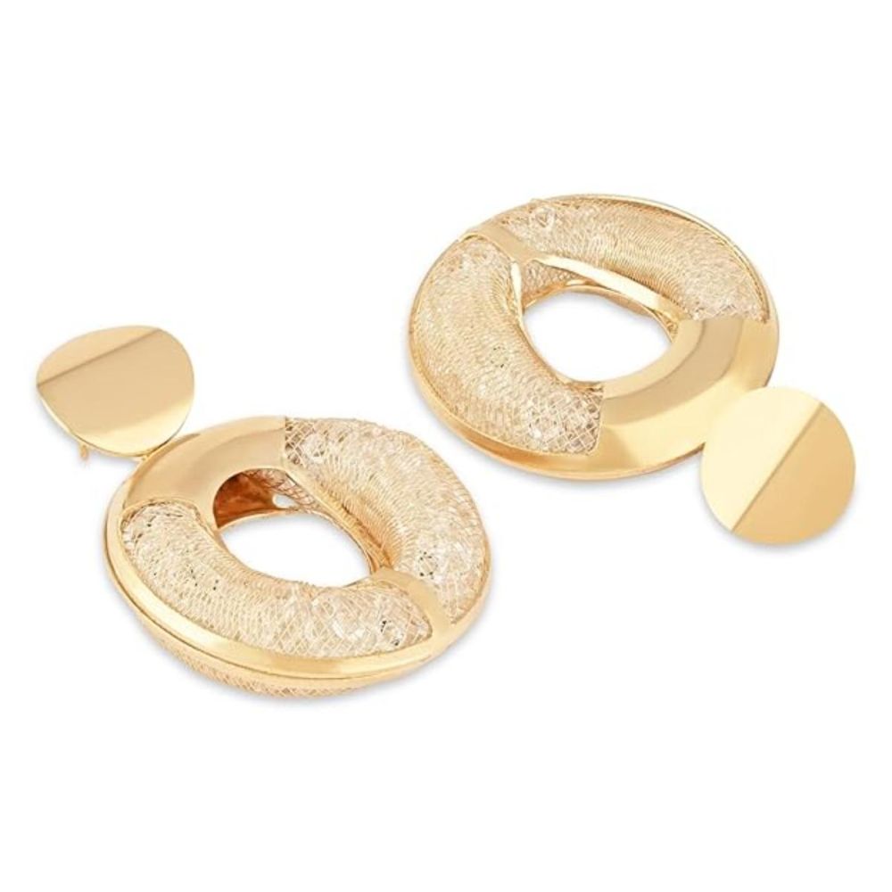 Latest Fashion Stylish Gold Plated Round Shape Chunky Dangle Earrings For Womens