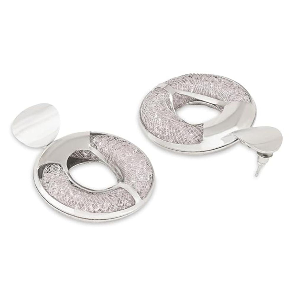 Latest Fashion Stylish Silver Plated Round Shape Chunky Dangle Earrings For Womens