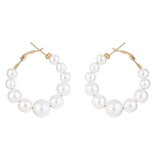 Womens Latest Stylish Gold Plated Lightweight Round Pearl Chunky Earrings