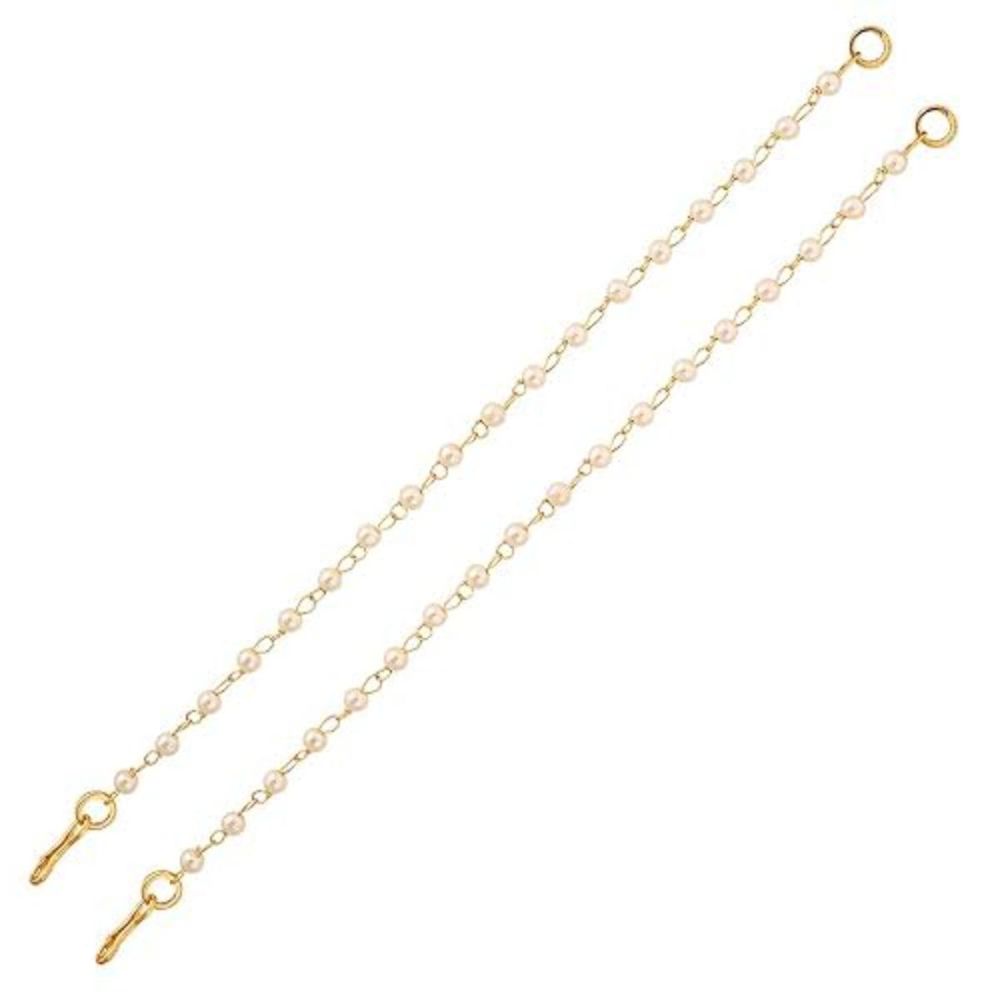 Gold Plated Traditional Pearl Hair Chain And Earchain Accessories With Hook For Womens