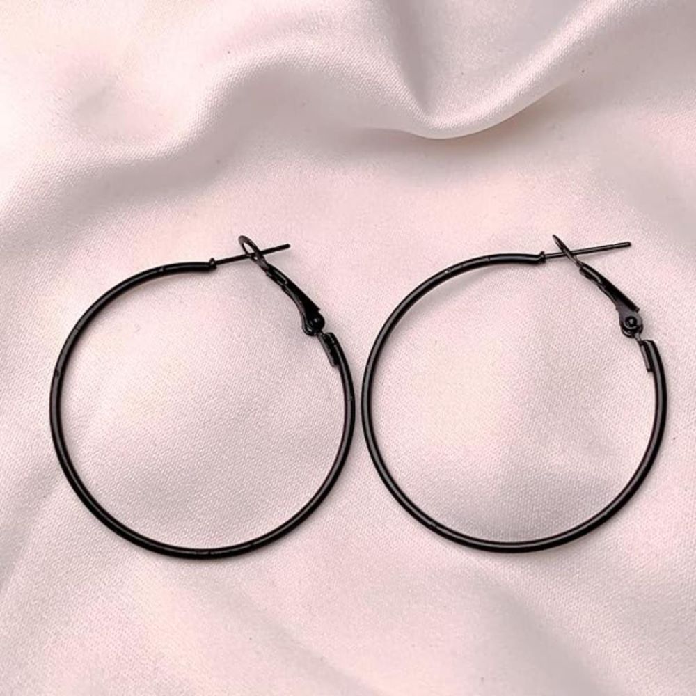 Black Plated Stylish Latest Fashion Hoop Earrings For Womens