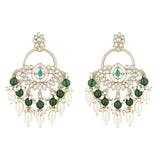 Gold Plated Kundan And Pearl Chandbali Earrings For Womens