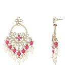 Gold Plated Kundan And Pearl Chandbali Earrings For Womens