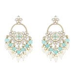 Gold Plated Kundan And Pearl Chandbali Earrings For Womens