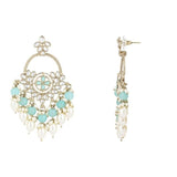 Gold Plated Kundan And Pearl Chandbali Earrings For Womens