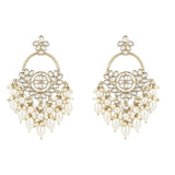 Gold Plated Kundan And Pearl Chandbali Earrings For Womens