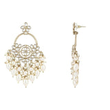 Gold Plated Kundan And Pearl Chandbali Earrings For Womens