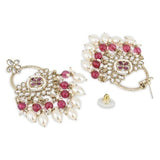 Gold Plated Kundan And Pearl Chandbali Earrings For Womens