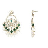 Gold Plated Kundan And Pearl Chandbali Earrings For Womens