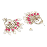 Gold Plated Kundan And Pearl Chandbali Earrings For Womens