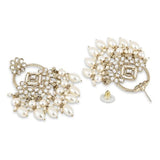 Gold Plated Kundan And Pearl Chandbali Earrings For Womens