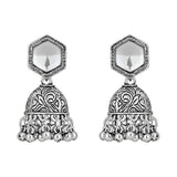 Navratri Ethnic Silver Oxidised Afghani Style Trending Jhumka Earrings For Womens And Girls