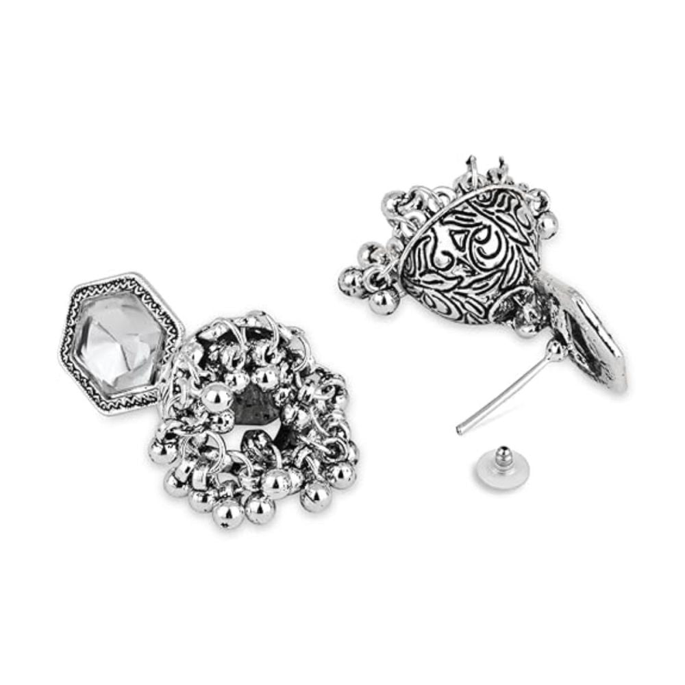 Navratri Ethnic Silver Oxidised Afghani Style Trending Jhumka Earrings For Womens And Girls