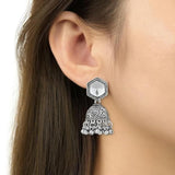 Navratri Ethnic Silver Oxidised Afghani Style Trending Jhumka Earrings For Womens And Girls