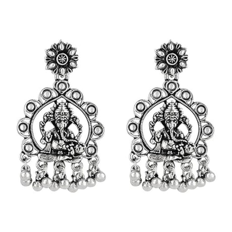 Ethnic Design Silver Oxidised Afghani Style Lightweight Festive Occasional Wear Earrings For Womens