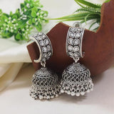 Ethnic Silver Oxidised Afghani Style Trending Jhumka Earrings For Womens