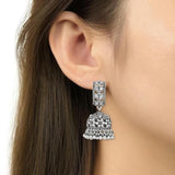 Navratri Ethnic Silver Oxidised Afghani Style Trending Jhumka Earrings For Womens And Girls