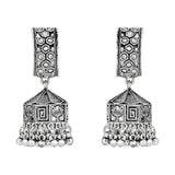 Navratri Ethnic Silver Oxidised Afghani Style Trending Jhumka Earrings For Womens And Girls