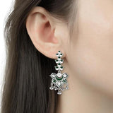 Silver Oxidised Meenakari Floral Leaf Design Dangle Earrings For Womens