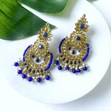 Gold Plated Kundan And Pearl Chandbali Earrings For Womens