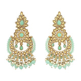 Gold Plated Kundan And Pearl Chandbali Earrings For Womens