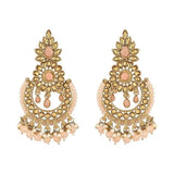 Gold Plated Kundan And Pearl Chandbali Earrings For Womens