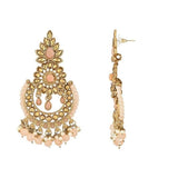 Gold Plated Kundan And Pearl Chandbali Earrings For Womens