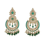 Gold Plated Kundan And Pearl Chandbali Earrings For Womens