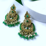 Gold Plated Kundan And Pearl Chandbali Earrings For Womens