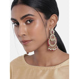 Gold Plated Kundan And Pearl Chandbali Earrings For Womens