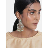 Gold Plated Kundan And Pearl Chandbali Earrings For Womens