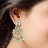 Gold Plated Kundan And Pearl Chandbali Earrings For Womens