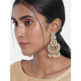 Gold Plated Kundan And Pearl Chandbali Earrings For Womens