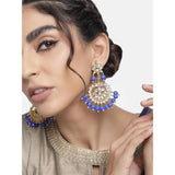 Gold Plated Kundan And Pearl Chandbali Earrings For Womens