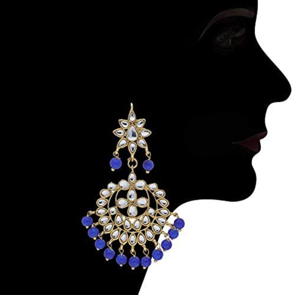 Gold Plated Kundan And Pearl Chandbali Earrings For Womens