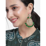 Gold Plated Kundan And Pearl Chandbali Earrings For Womens