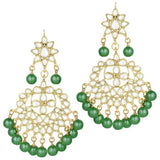 Gold Plated Kundan And Pearl Chandbali Earrings For Womens