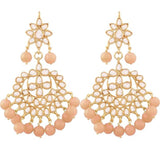 Gold Plated Kundan And Pearl Chandbali Earrings For Womens