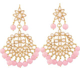 Gold Plated Kundan And Pearl Chandbali Earrings For Womens