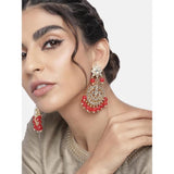 Gold Plated Kundan And Pearl Chandbali Earrings For Womens